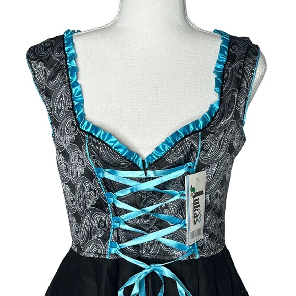 NEW Lukas Dirndl Authentic bavarian EU 36 Long Dirndl front black Paisley dress - Picture 11 of 12